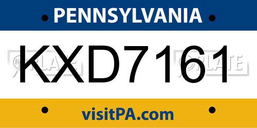 KXD7161 Pennsylvania License Plate
