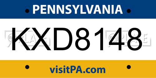 KXD8148 Pennsylvania License Plate