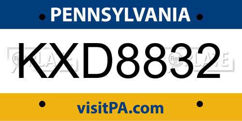 KXD8832 Pennsylvania License Plate
