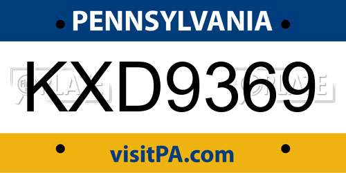 KXD9369 Pennsylvania License Plate