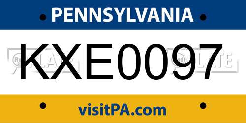KXE0097 Pennsylvania License Plate