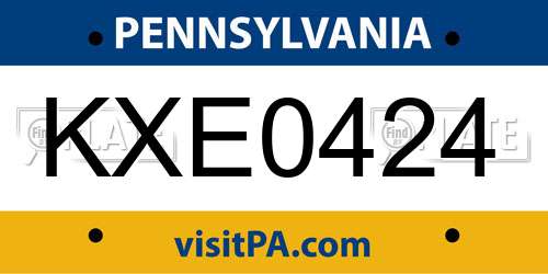 KXE0424 Pennsylvania License Plate