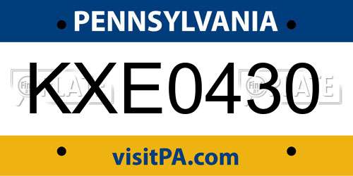 KXE0430 Pennsylvania License Plate