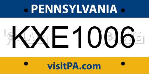KXE1006 Pennsylvania License Plate