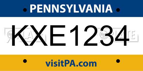 KXE1234 Pennsylvania License Plate