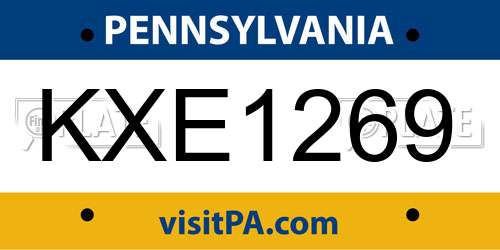KXE1269 Pennsylvania License Plate