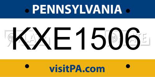 KXE1506 Pennsylvania License Plate