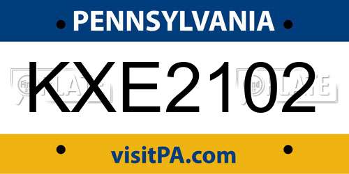 KXE2102 Pennsylvania License Plate