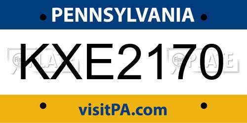 KXE2170 Pennsylvania License Plate