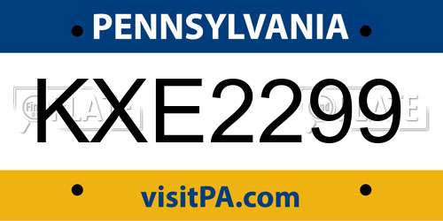 KXE2299 Pennsylvania License Plate