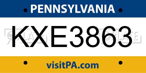 KXE3863 Pennsylvania License Plate