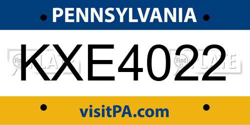 KXE4022 Pennsylvania License Plate
