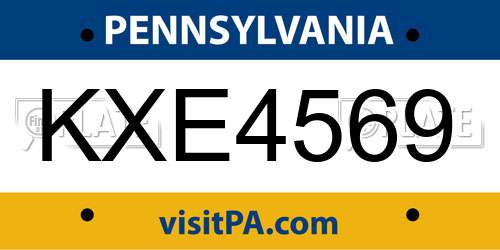 KXE4569 Pennsylvania License Plate