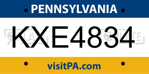 KXE4834 Pennsylvania License Plate