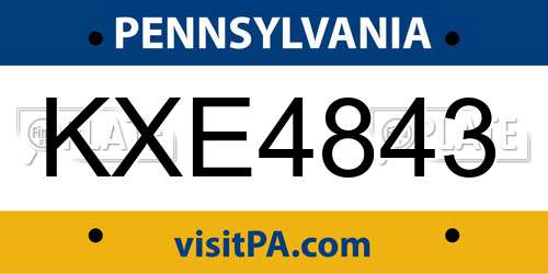 KXE4843 Pennsylvania License Plate