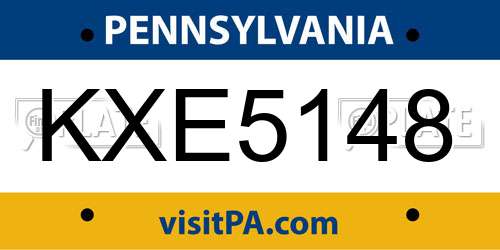KXE5148 Pennsylvania License Plate