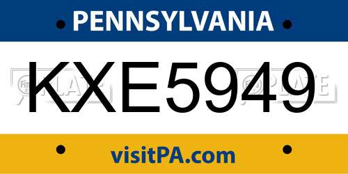 KXE5949 Pennsylvania License Plate