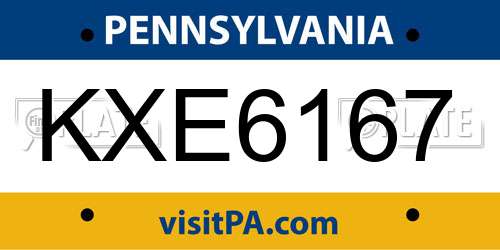 KXE6167 Pennsylvania License Plate