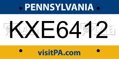 KXE6412 Pennsylvania License Plate