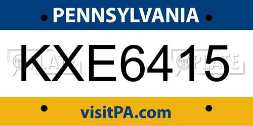 KXE6415 Pennsylvania License Plate