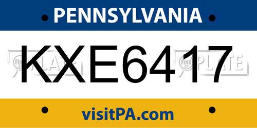 KXE6417 Pennsylvania License Plate