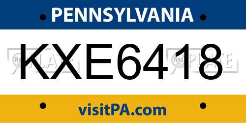 KXE6418 Pennsylvania License Plate