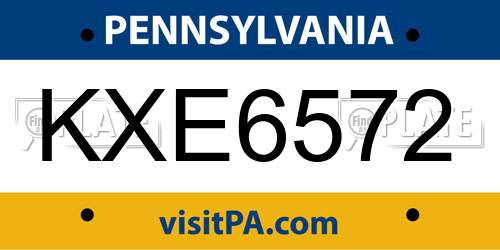 KXE6572 Pennsylvania License Plate