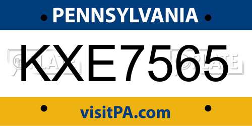 KXE7565 Pennsylvania License Plate