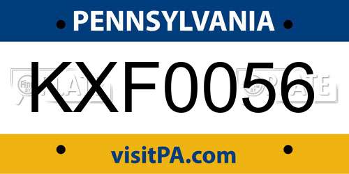 KXF0056 Pennsylvania License Plate