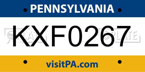 KXF0267 Pennsylvania License Plate