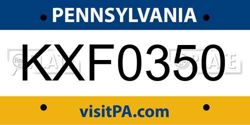KXF0350 Pennsylvania License Plate