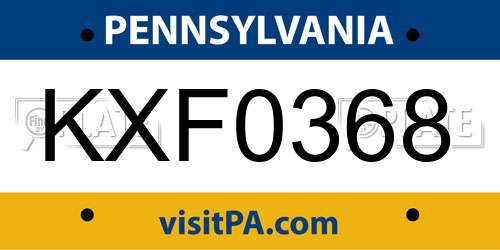 KXF0368 Pennsylvania License Plate