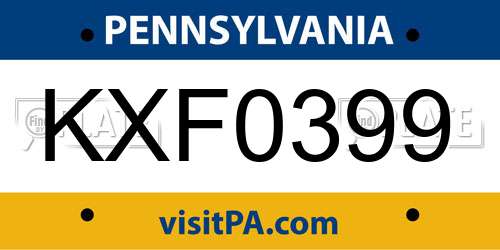 KXF0399 Pennsylvania License Plate