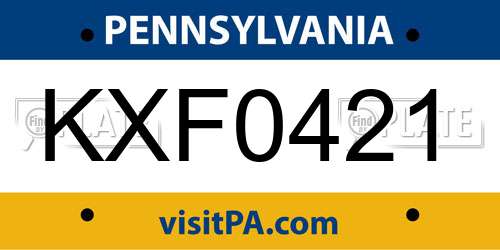 KXF0421 Pennsylvania License Plate