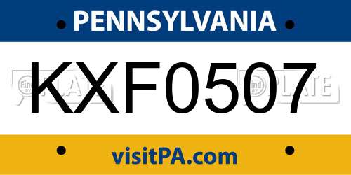 KXF0507 Pennsylvania License Plate