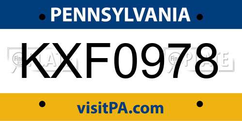 KXF0978 Pennsylvania License Plate