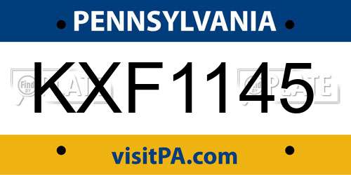 KXF1145 Pennsylvania License Plate