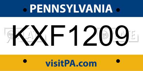 KXF1209 Pennsylvania License Plate