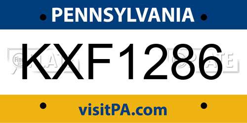 KXF1286 Pennsylvania License Plate