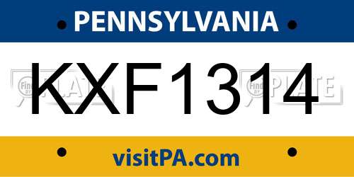 KXF1314 Pennsylvania License Plate