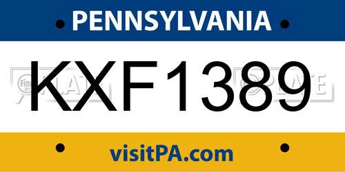 KXF1389 Pennsylvania License Plate