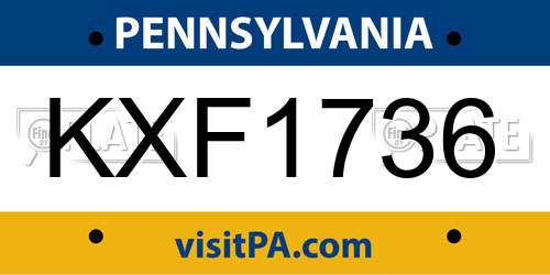KXF1736 Pennsylvania License Plate