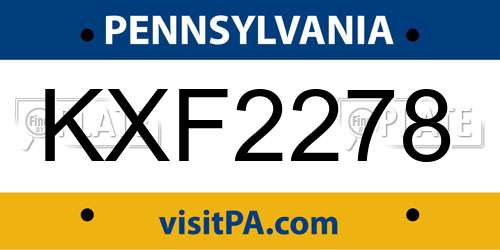 KXF2278 Pennsylvania License Plate