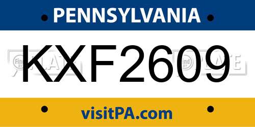 KXF2609 Pennsylvania License Plate