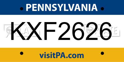 KXF2626 Pennsylvania License Plate
