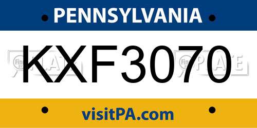 KXF3070 Pennsylvania License Plate