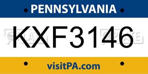 KXF3146 Pennsylvania License Plate
