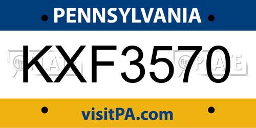 KXF3570 Pennsylvania License Plate