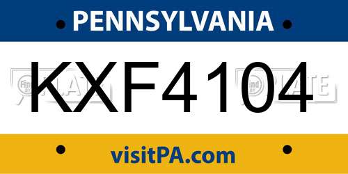 KXF4104 Pennsylvania License Plate