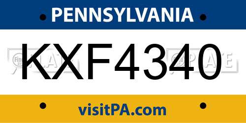 KXF4340 Pennsylvania License Plate
